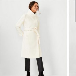 Ann Taylor Belted Funnel Neck Coat